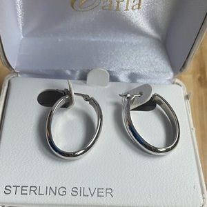 Sterling Silver Oval Hoops Earrings